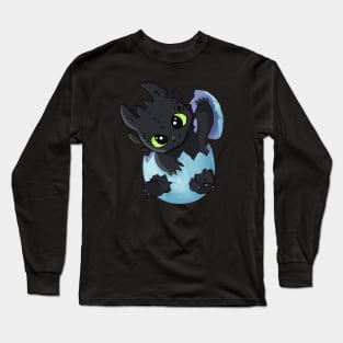 Baby Toothless the dragon in egg, Easter egg, how to train your dragon, night fury Long Sleeve T-Shirt